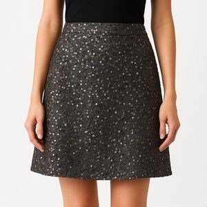 Spectacular A-Line Black Sequin Skirt